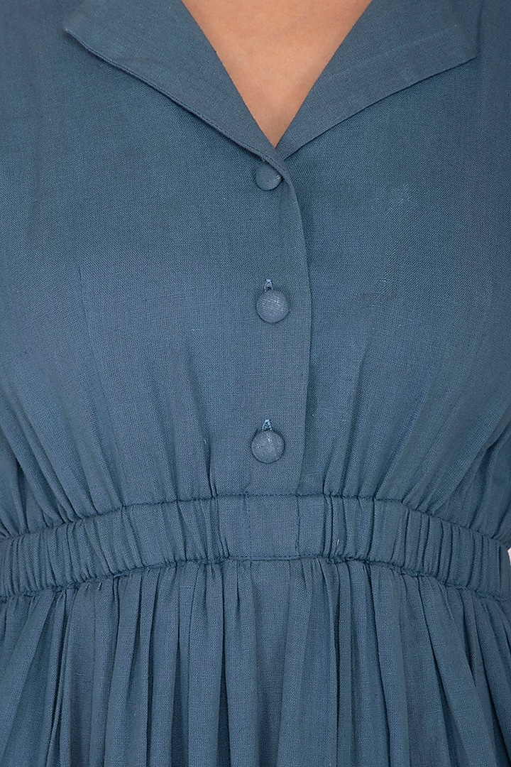 Teal Blue Cotton Summer Dress by Sagaa by Vanita at Pernia's Pop Up Shop