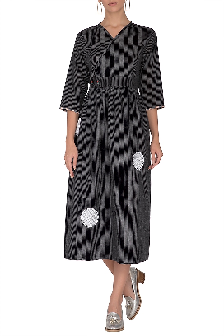 Black Applique Overlap Summer Dress by Sagaa by Vanita at Pernia's Pop Up Shop