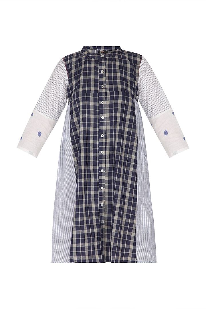 Blue Checkered Recycled Dress by Sagaa by Vanita
