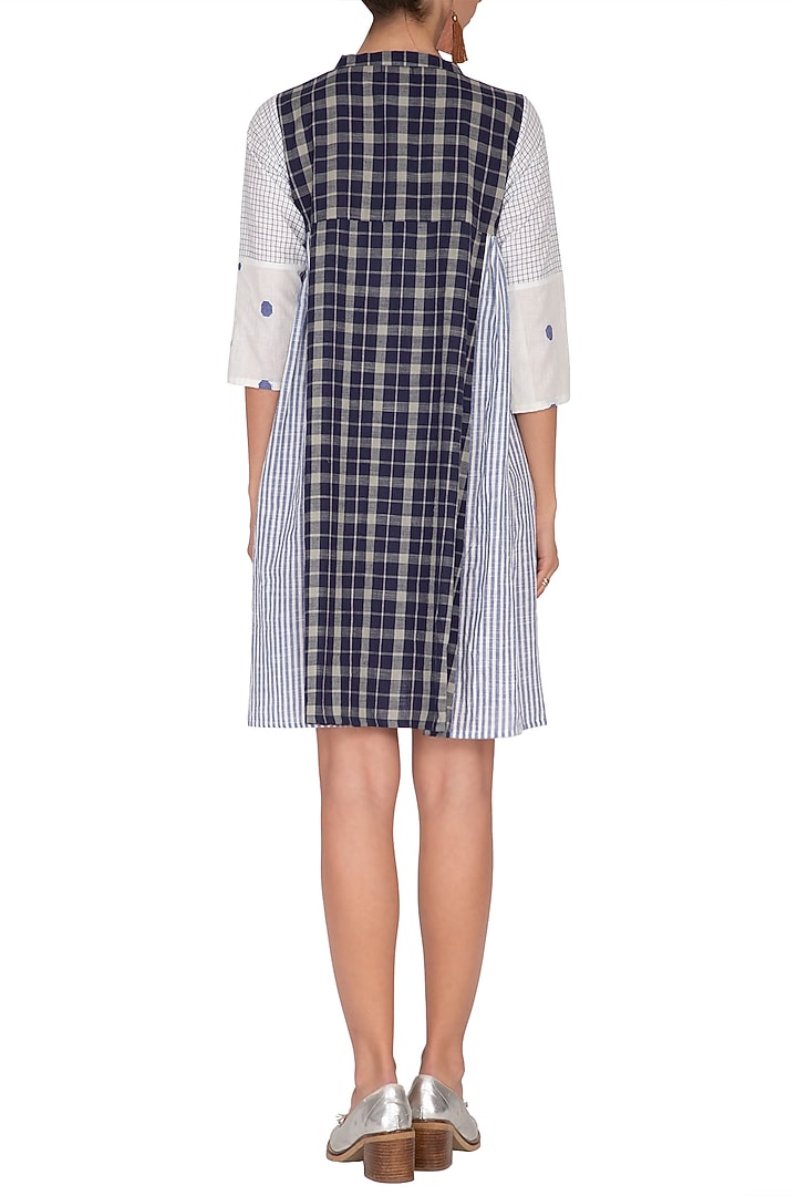 Blue Checkered Recycled Summer Dress by Sagaa by Vanita at Pernia's Pop Up Shop