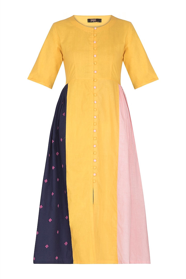 Mustard Panelled Dress by Sagaa by Vanita