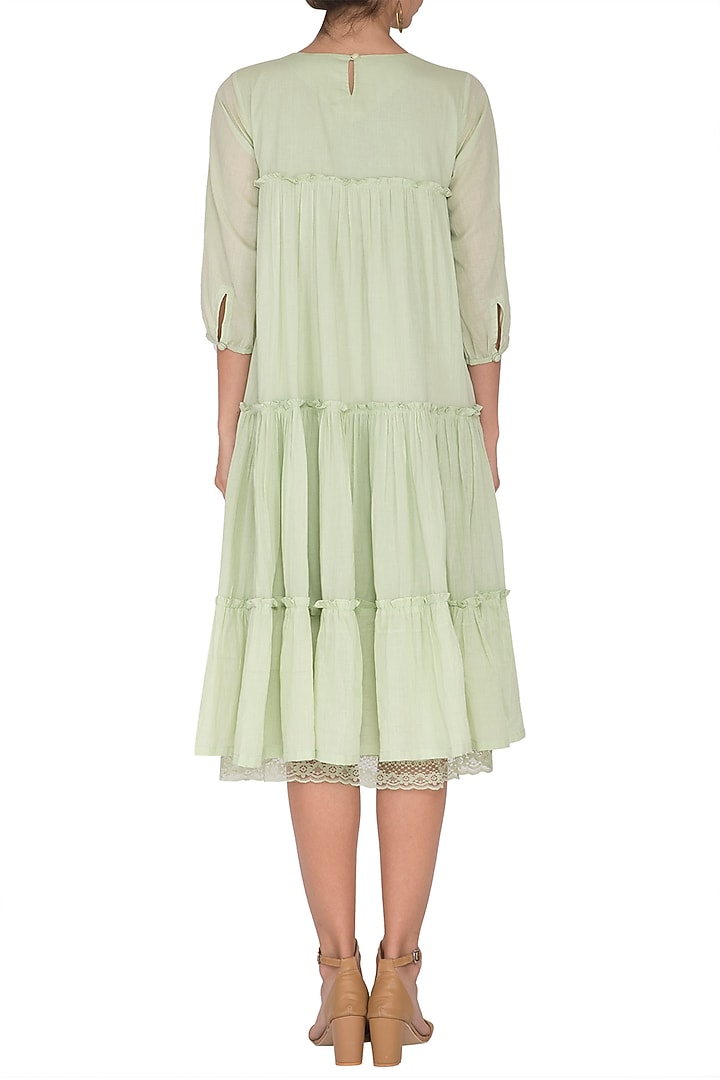 Emerald Green Embroidered Tiered Summer Dress by Sagaa by Vanita at Pernia's Pop Up Shop