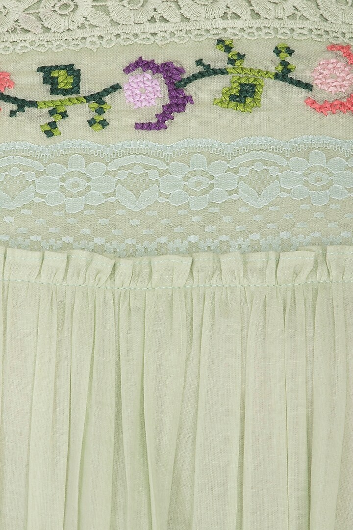 Emerald Green Embroidered Tiered Summer Dress by Sagaa by Vanita at Pernia's Pop Up Shop