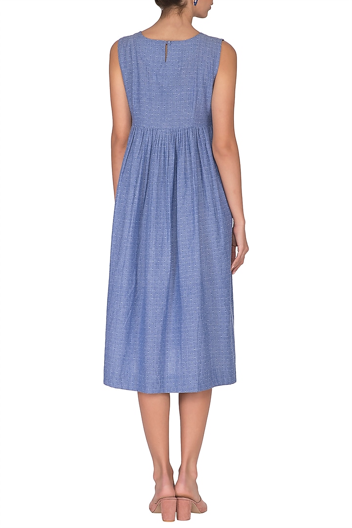 Sky Blue Summer Dress With Floral Stole by Sagaa by Vanita at Pernia's Pop Up Shop