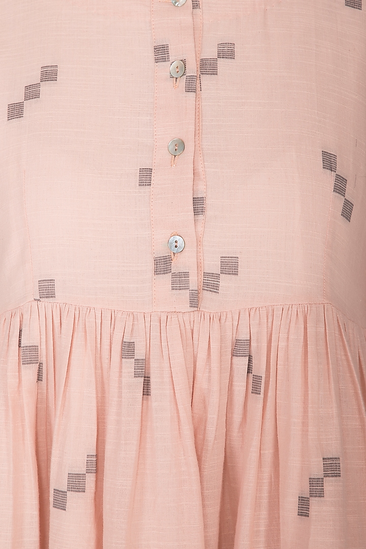 Peach Printed Jamdani Summer Dress With Inner by Sagaa by Vanita at Pernia's Pop Up Shop