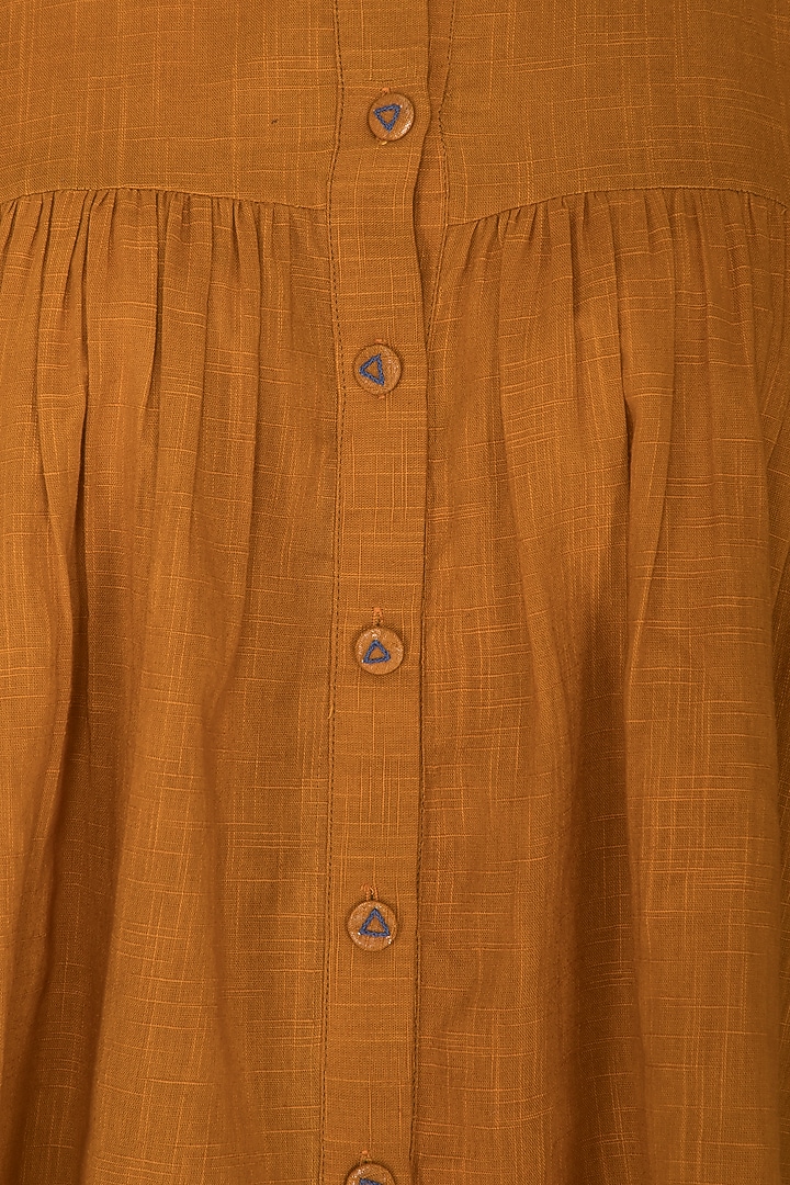 Rust Top With Embroidered Buttons & Pants by Sagaa by Vanita at Pernia's Pop Up Shop