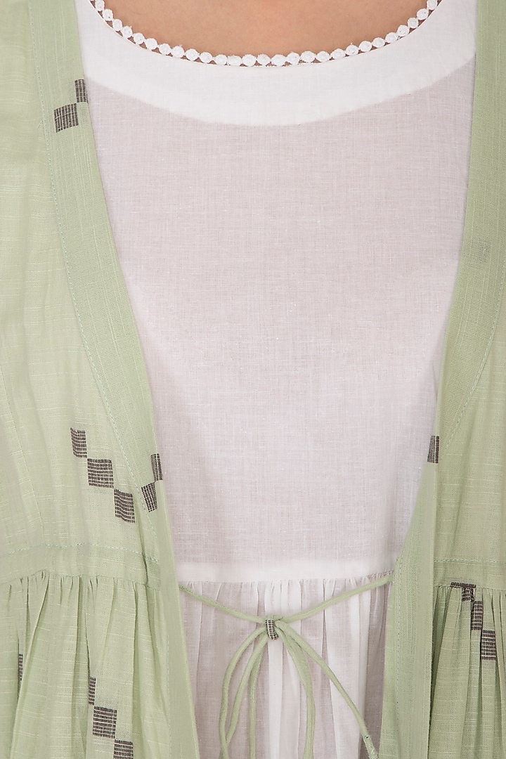 Emerald Green Printed Jacket Summer Dress With Inner by Sagaa by Vanita at Pernia's Pop Up Shop
