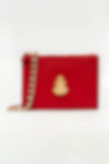 Red Genuine Leather Clutch by SAURAV GHOSH