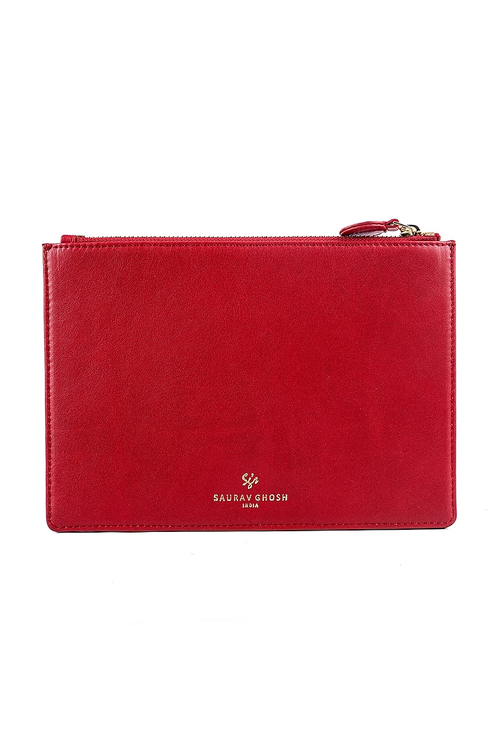 Red Genuine Leather Clutch by SAURAV GHOSH at Pernia's Pop Up Shop