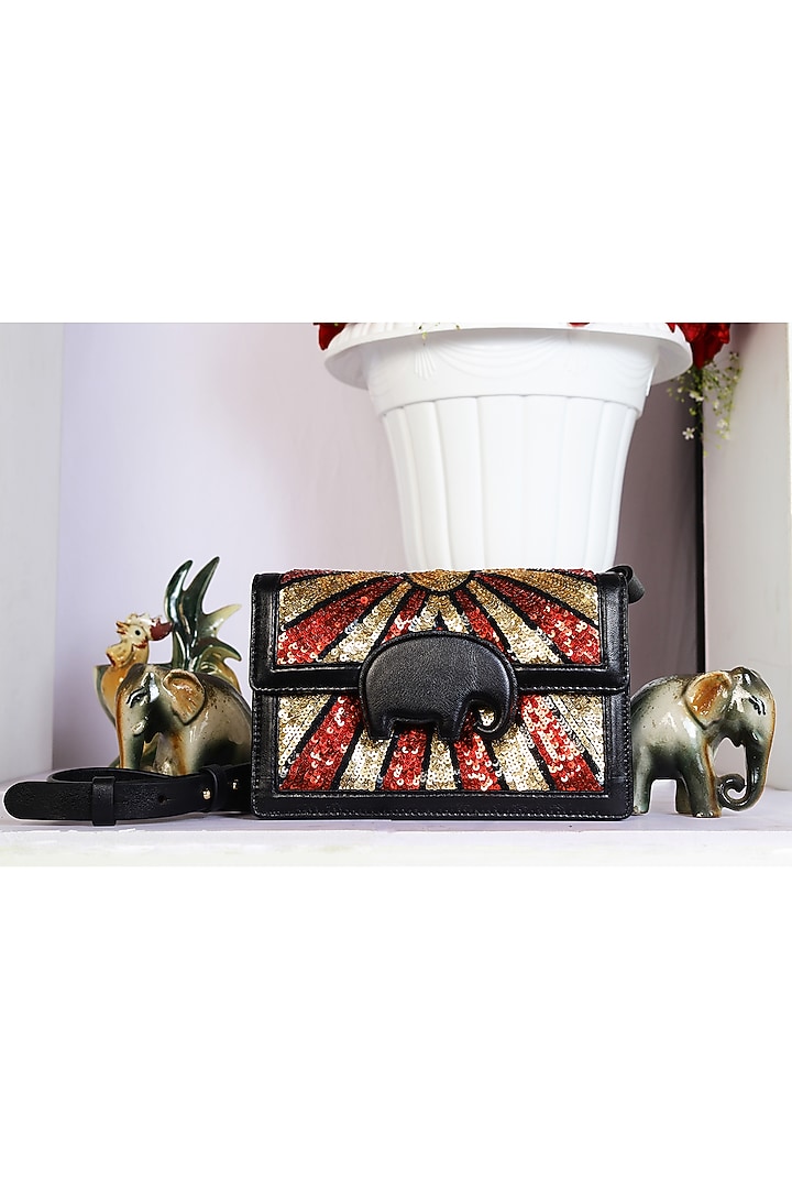 Black Genuine Leather Handbag by SAURAV GHOSH at Pernia's Pop Up Shop