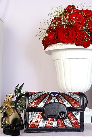 Black Genuine Leather Handbag by SAURAV GHOSH