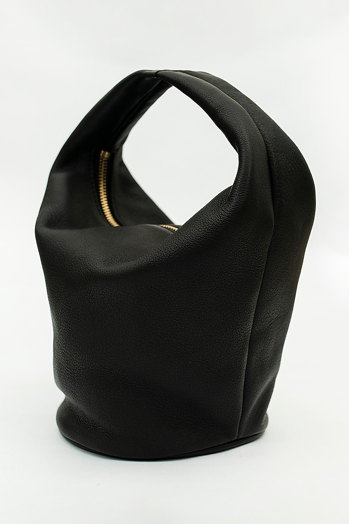 Black Genuine Leather Handbag by SAURAV GHOSH at Pernia's Pop Up Shop