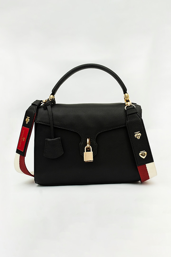 Black Genuine Leather Handbag by SAURAV GHOSH