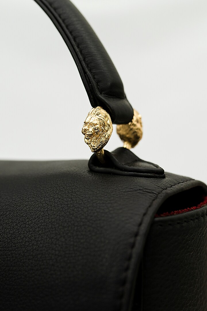 Black Genuine Leather Handbag by SAURAV GHOSH at Pernia's Pop Up Shop