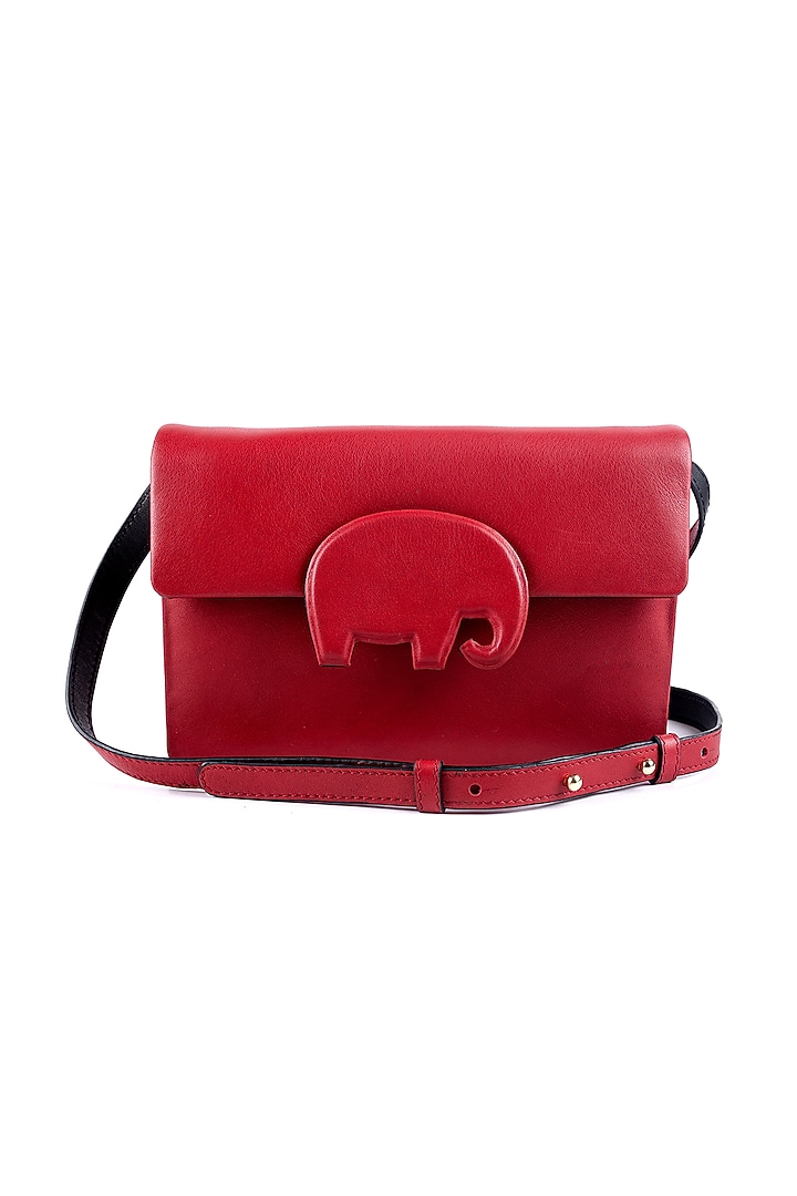 Red Genuine Leather Handbag by SAURAV GHOSH at Pernia's Pop Up Shop