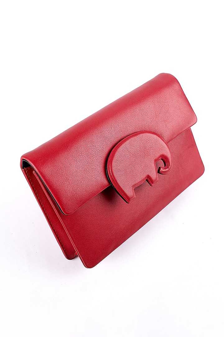 Red Genuine Leather Handbag by SAURAV GHOSH at Pernia's Pop Up Shop