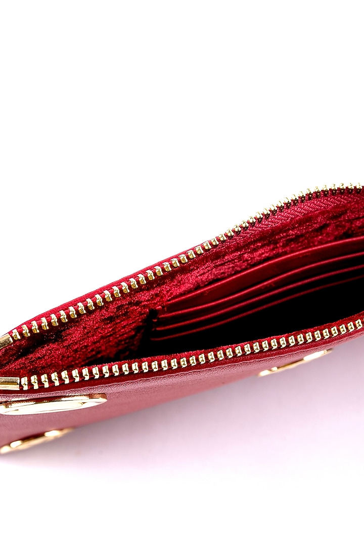 Red Genuine Leather Clutch by SAURAV GHOSH at Pernia's Pop Up Shop
