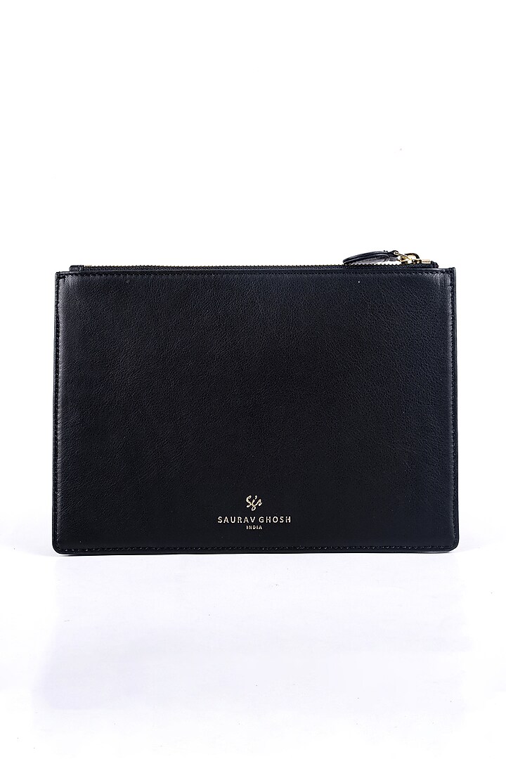 Black Genuine Leather Clutch by SAURAV GHOSH at Pernia's Pop Up Shop