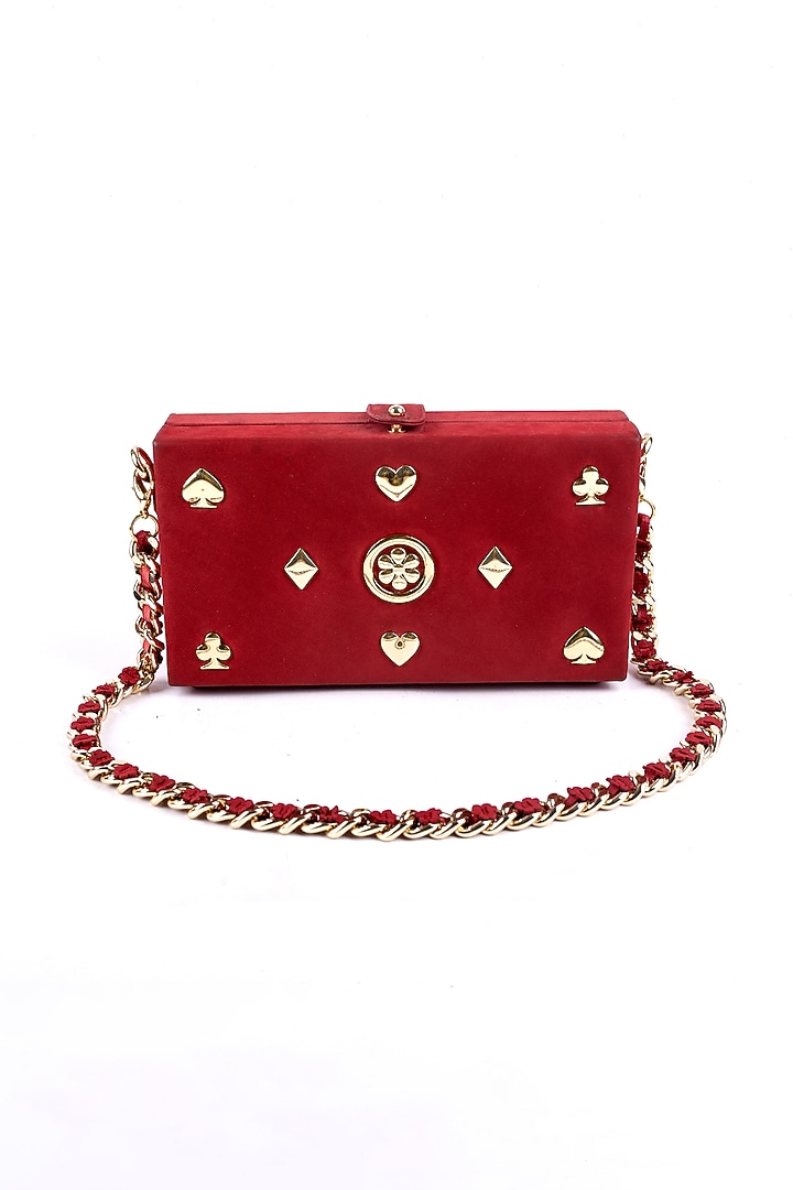Earthy Red Genuine Leather Box Clutch by SAURAV GHOSH at Pernia's Pop Up Shop