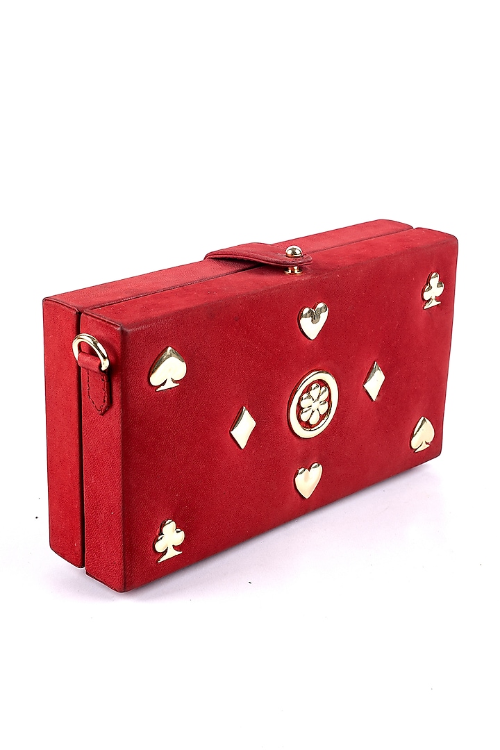 Earthy Red Genuine Leather Box Clutch by SAURAV GHOSH