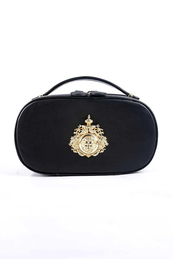 Black Genuine Leather Handbag by SAURAV GHOSH