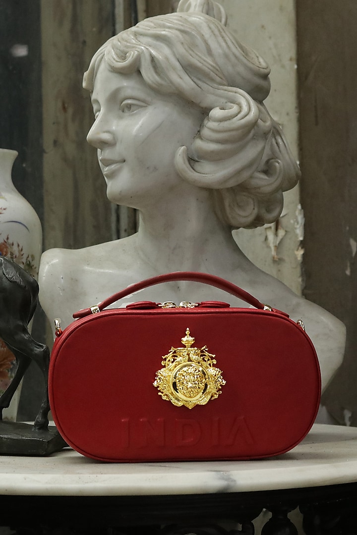 Red Genuine Leather Handbag by SAURAV GHOSH