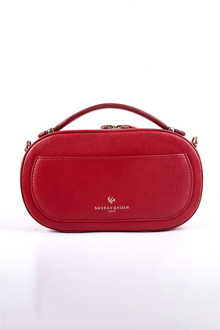 Red Genuine Leather Handbag by SAURAV GHOSH at Pernia's Pop Up Shop