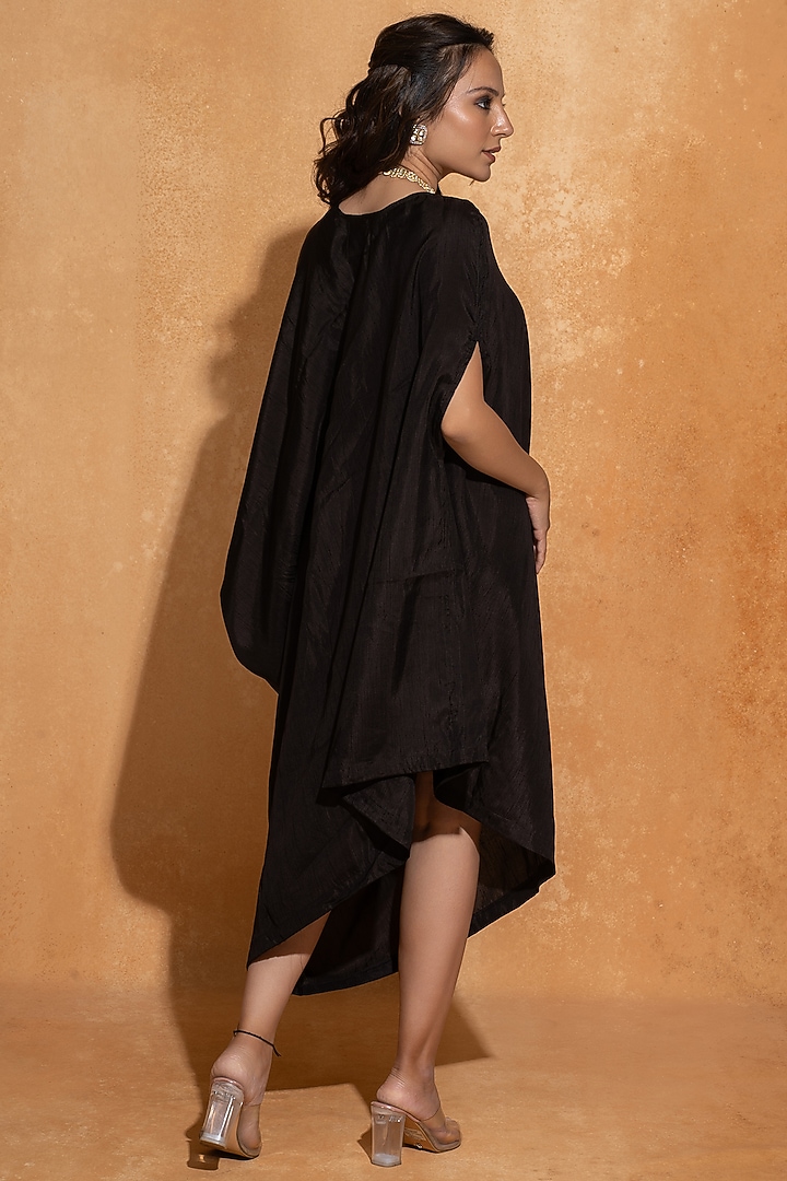 Black Dupion Silk Hand Embroidered Kaftan by Sugandh Gupta at Pernia's Pop Up Shop