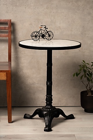 White & Black Table In Marble by SG Home