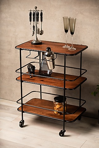Brown & Black Wooden Bar Trolley by SG Home