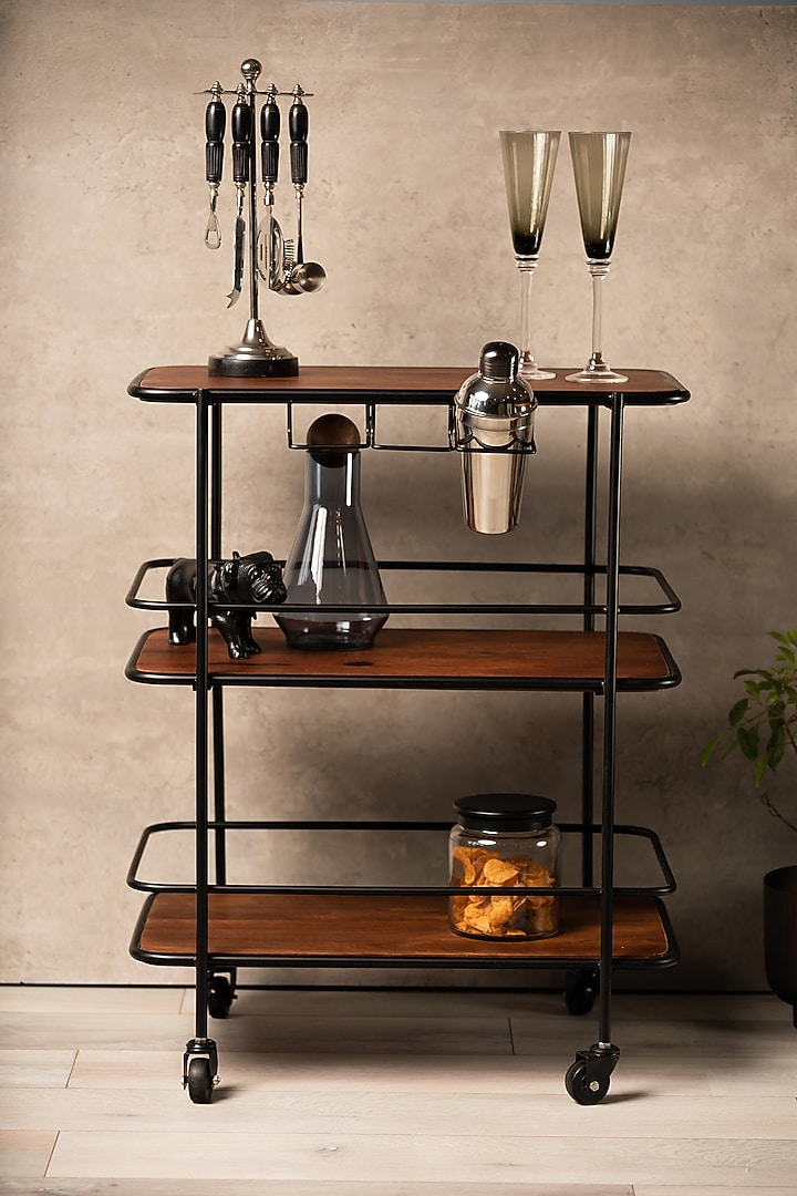 Brown & Black Wooden Bar Trolley by SG Home at Pernia's Pop Up Shop
