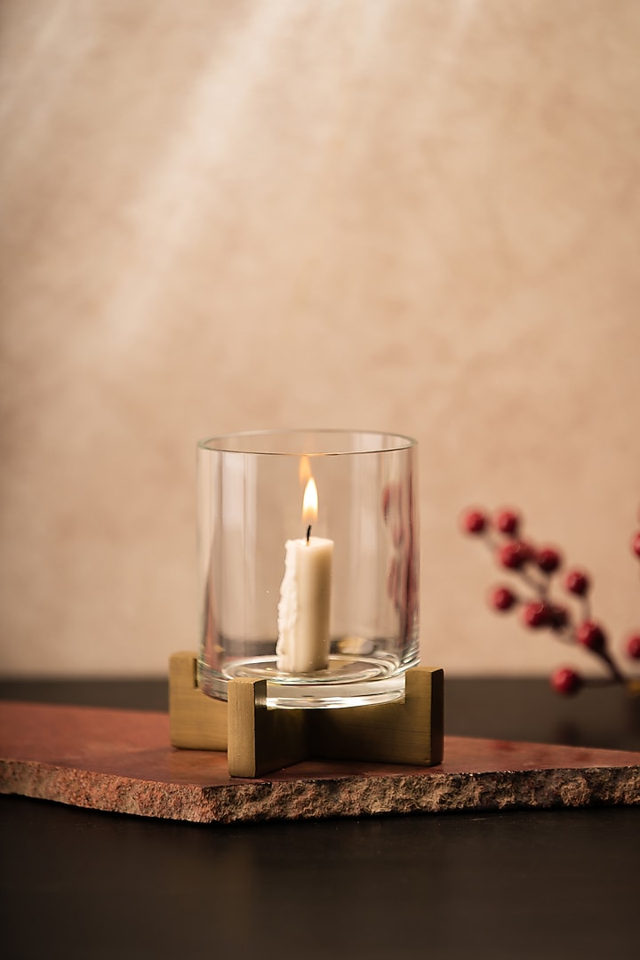 Gold Glass & Metal Candle Holder by SG Home at Pernia's Pop Up Shop