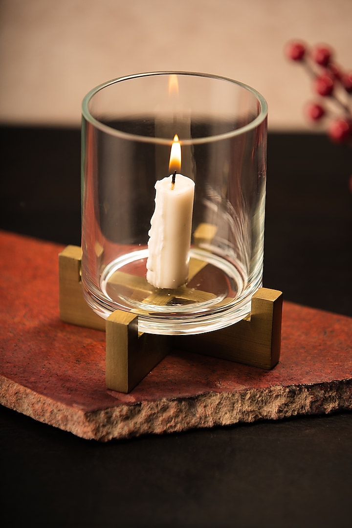 Gold Glass & Metal Candle Holder by SG Home