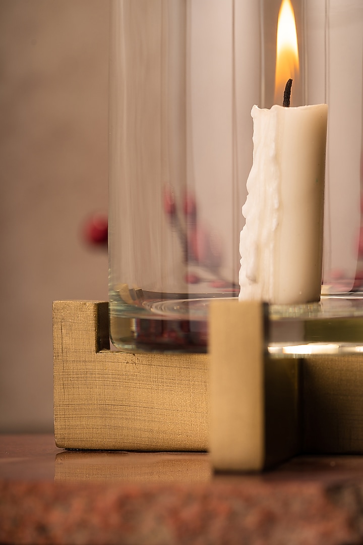 Gold Glass & Metal Candle Holder by SG Home at Pernia's Pop Up Shop