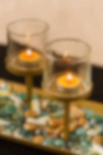 Brown Metal & Glass Candle Holder by SG Home at Pernia's Pop Up Shop