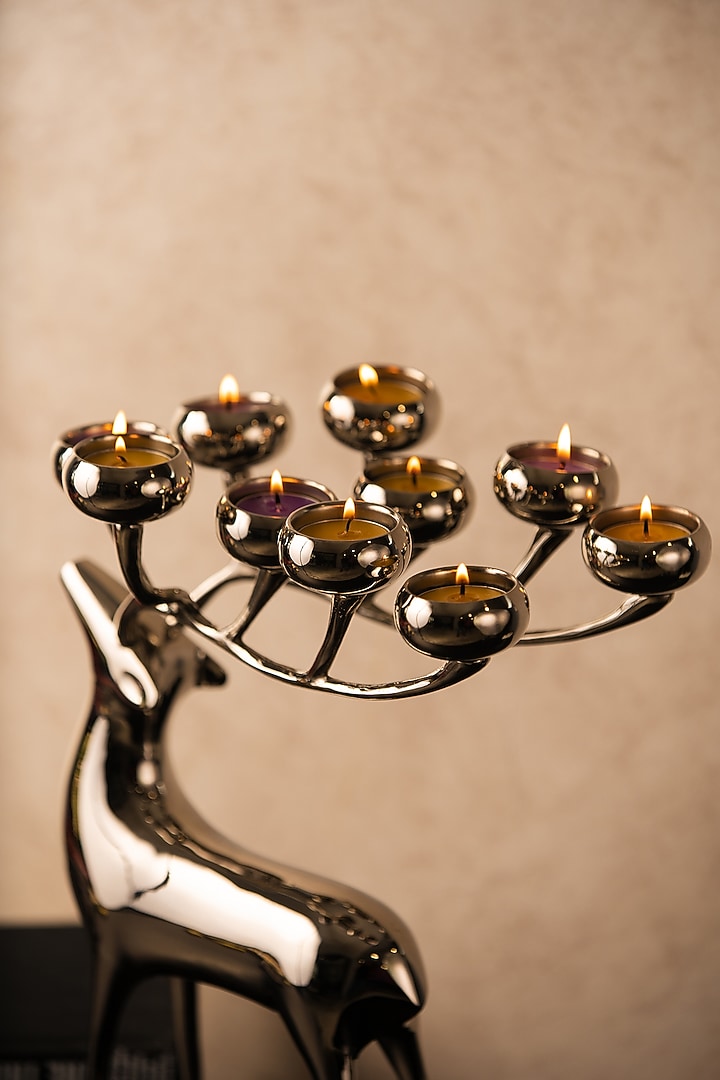 Silver Metal Reindeer Candle Holder by SG Home at Pernia's Pop Up Shop