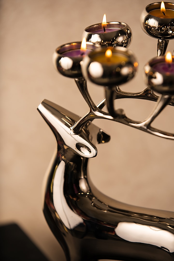 Silver Metal Reindeer Candle Holder by SG Home at Pernia's Pop Up Shop