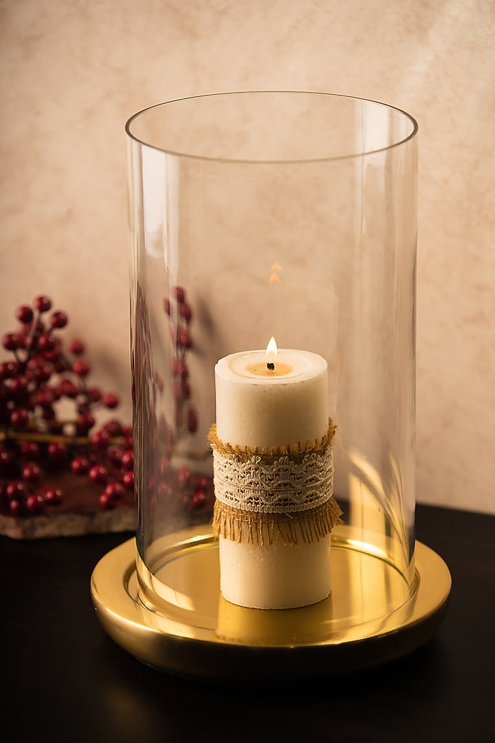 Golden Metal & Glass Hurricane by SG Home at Pernia's Pop Up Shop