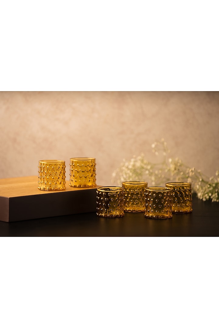 Amber Bubble Glass Votives (Set Of 6) by SG Home at Pernia's Pop Up Shop