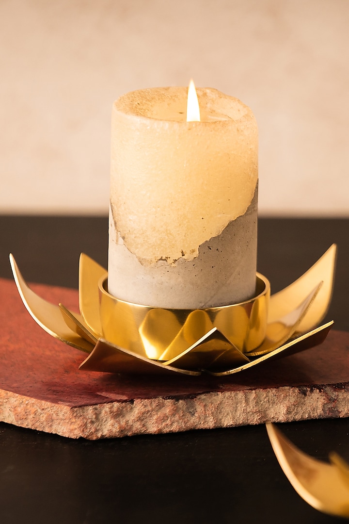 Metal Lotus Pillar Candle Holder (Set of 2) by SG Home