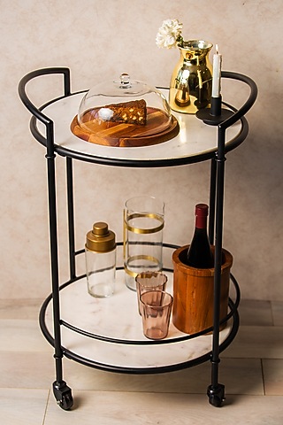 White Metal & Marble Bar Cart by SG Home