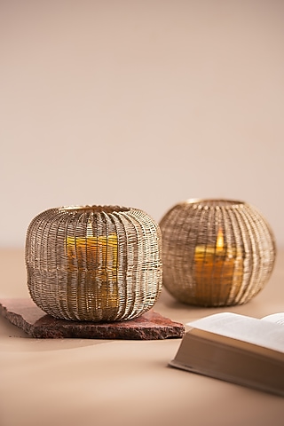Golden Metal Candle Holder by SG Home