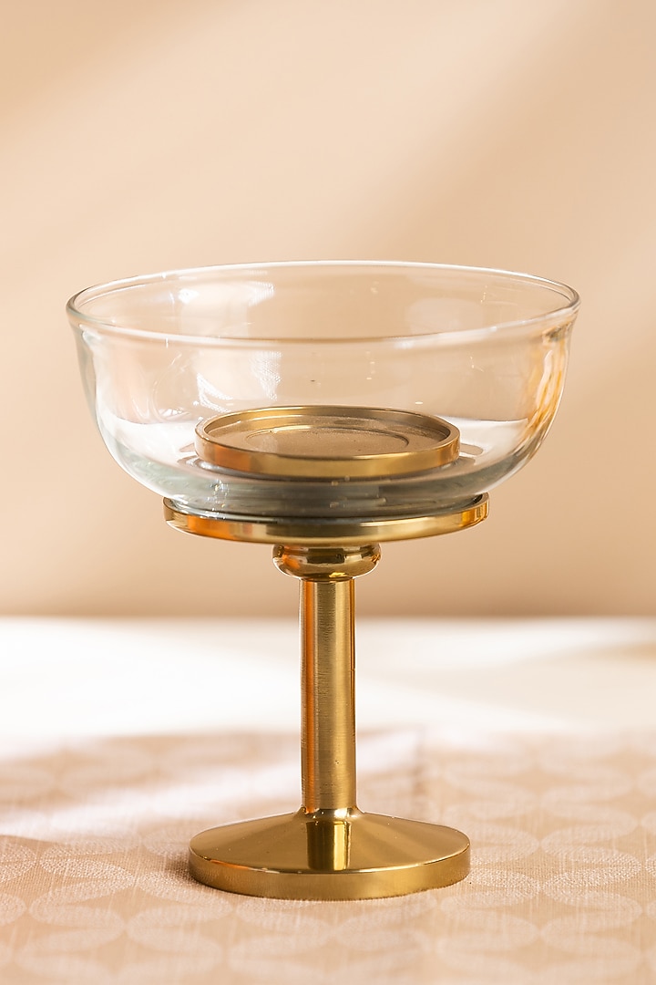 Golden Metal & Glass Candle Holder by SG Home at Pernia's Pop Up Shop