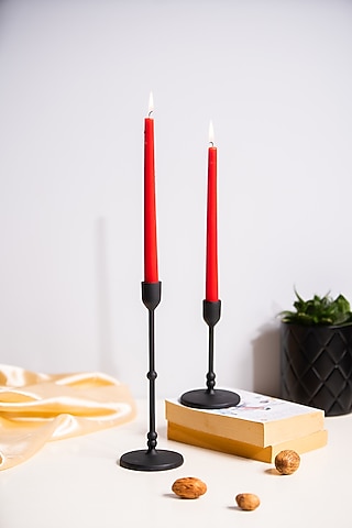 Black Metal Candle Holder (Set Of 2) by SG Home