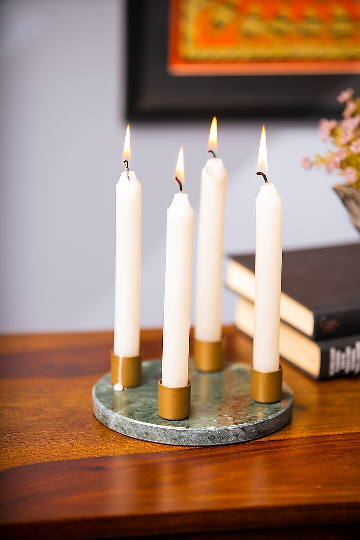 Green Marble Candle Holders by SG Home