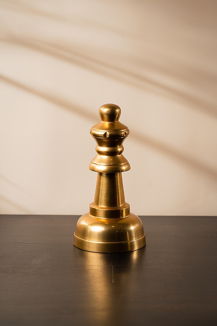 Golden Metal Handcrafted Checkmate Queen Showpiece by SG Home