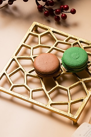 Golden Metal Handcrafted Trivet (Set of 2) by SG Home