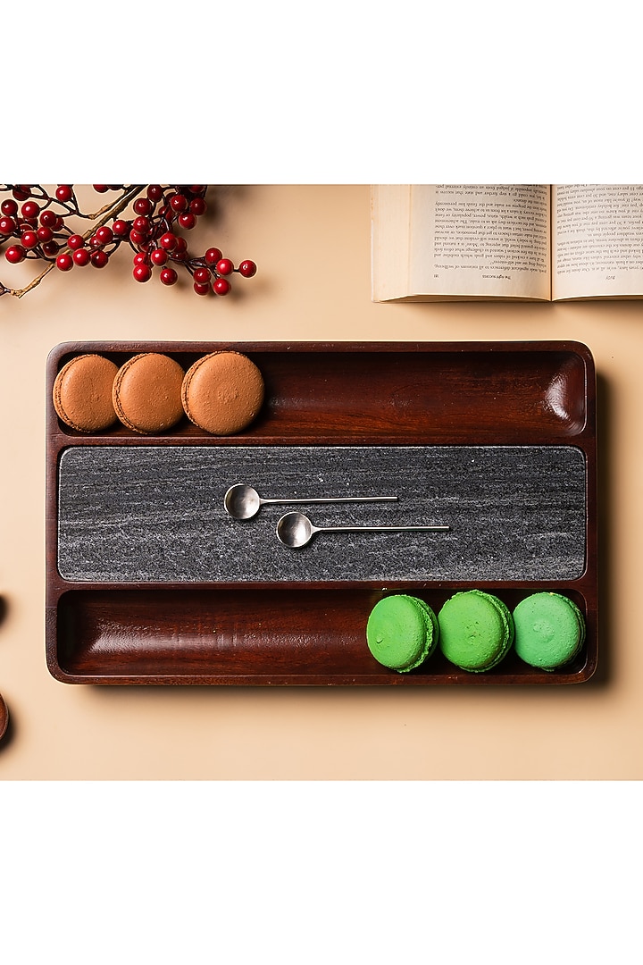 Brown Wood & Marble Handcrafted Platter by SG Home at Pernia's Pop Up Shop