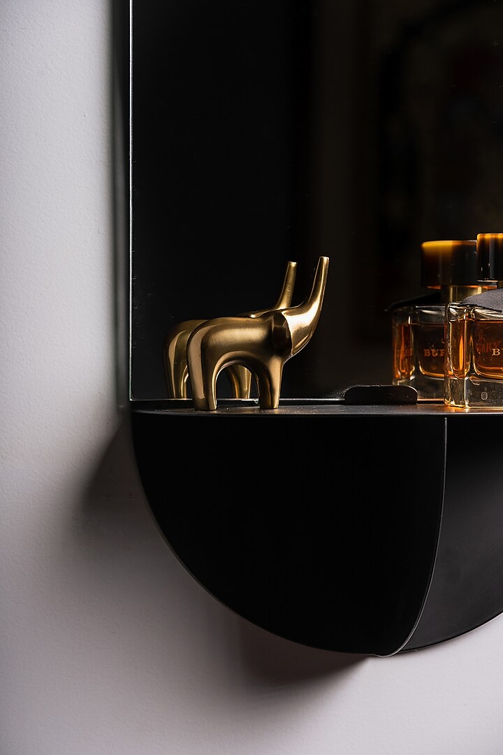 Black Glass & Metal Handcrafted Vanity Mirror by SG Home at Pernia's Pop Up Shop
