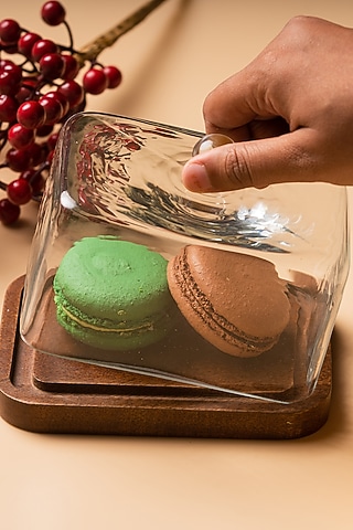Brown Wood & Glass Handcrafted Cloche Set by SG Home